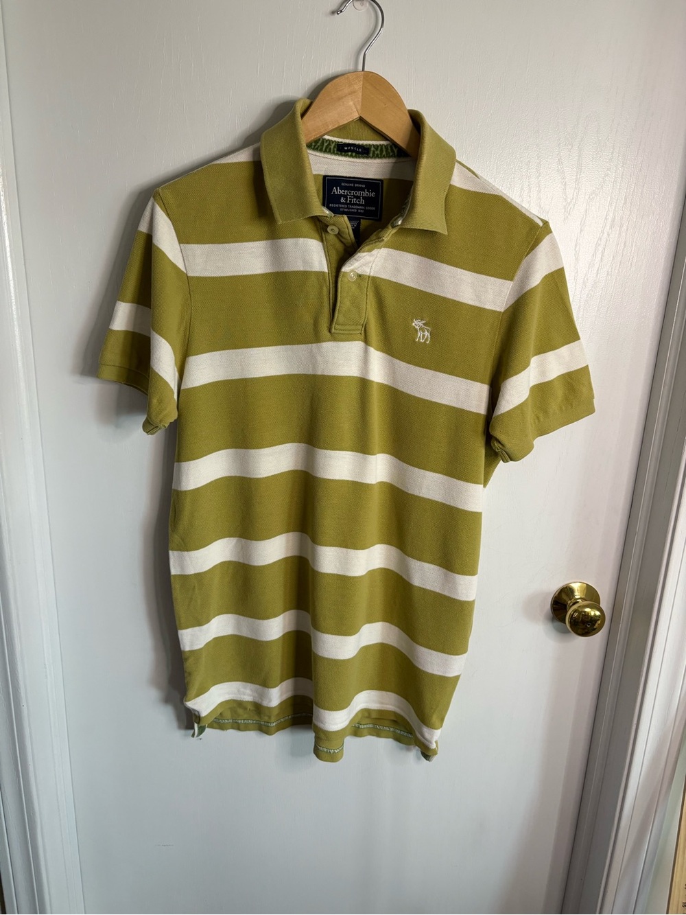 Vintage Abercrombie & Fitch Muscle Striped Polo Moose Logo Y2K Preppy